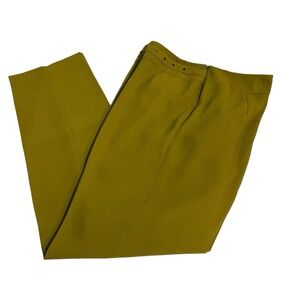 Vintage Rina Rossi Dress Pants Womens 12 Retro Green Crepe Relaxed Fit Tapered